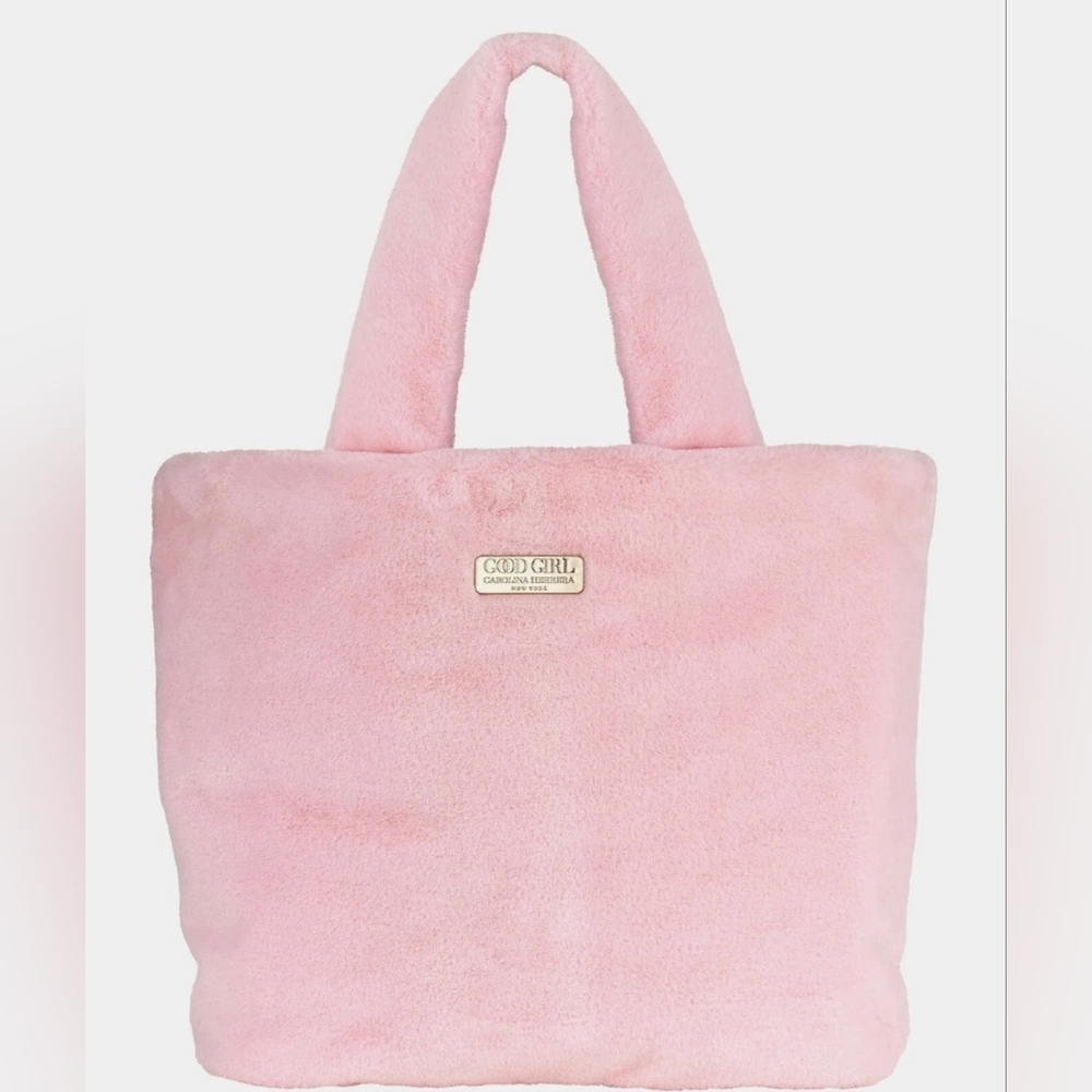 Carolina Herrera Good Girl Blush Pink Faux Fur Tote bag NEW